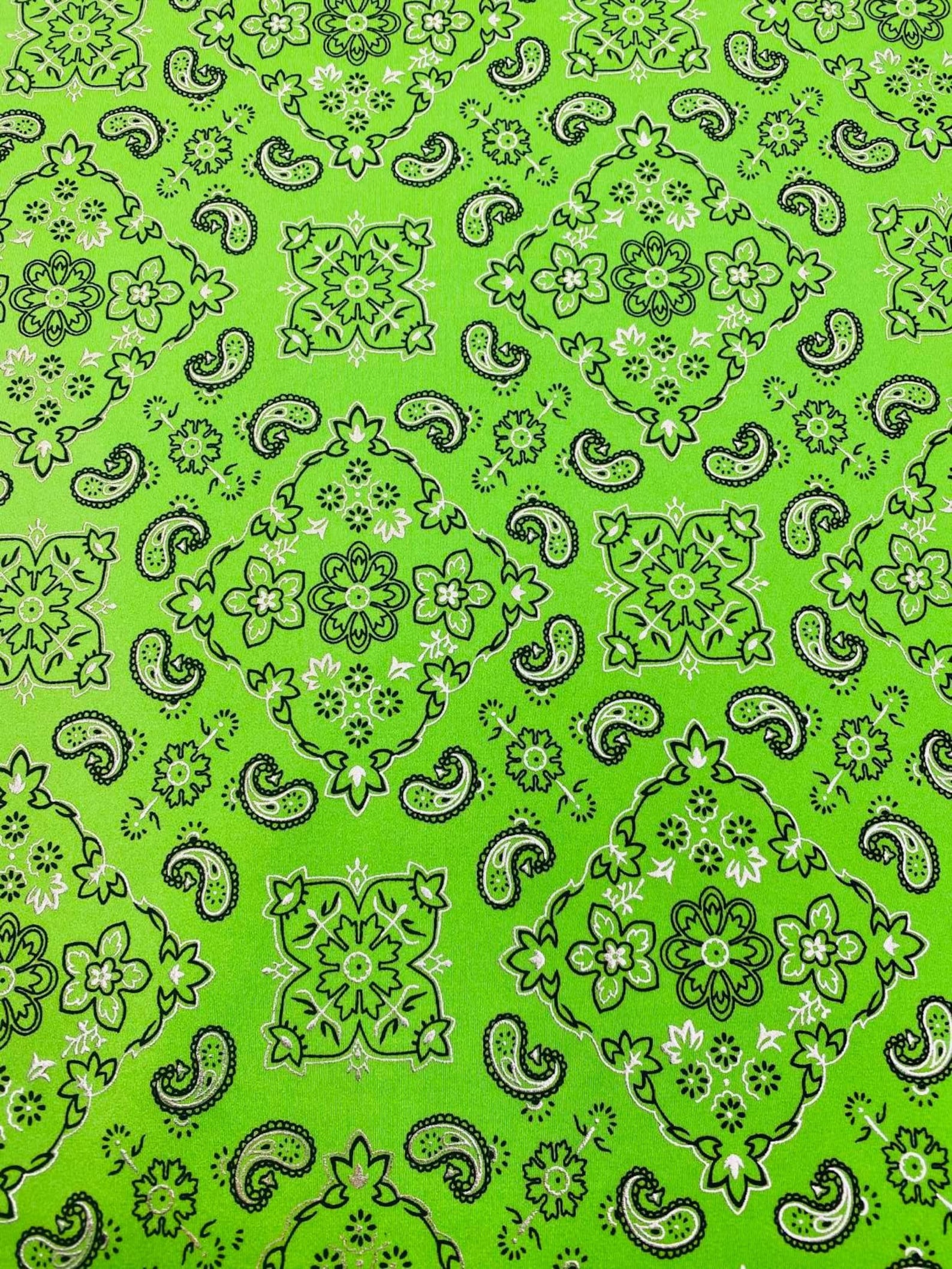 Lime Green Bandana Print Fabric - Nylon Spandex Blend - Etsy