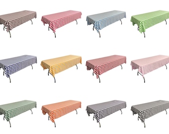 60" Rectangular Checkered Tablecloth Linen Checkered Table (Pick A Size & Color)