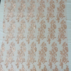 Rose Pink Embroidered Floral Lace Fabric: Bridal Wedding Dress Lace
