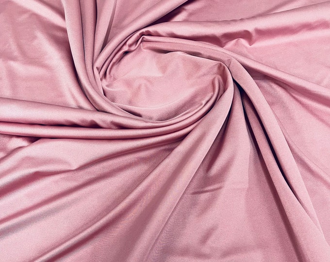 Dusty Rose Gold Shiny Milliskin Nylon Spandex Fabric 4 Way Stretch Prom-Gown-Dress, 58" Wide Sold by The Yard (Pick a Size)