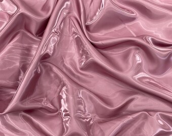 Mauve Crystal Bridal Satin Fabric: Ultra Glossy Water Shine