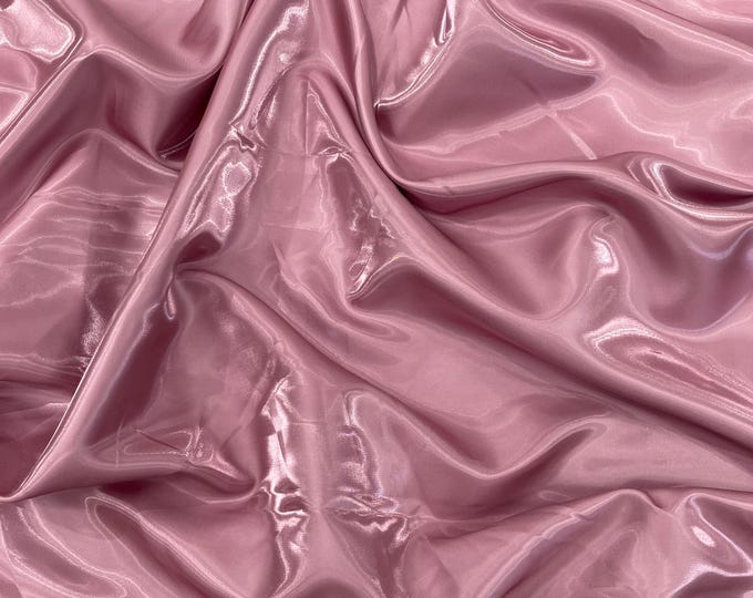 Mauve Crystal silk satin By The Yard, Liquid Bridal Satin, Water Shine Ultra Glossy Shimmer Bridal Satin, Crystal Reflective Satin