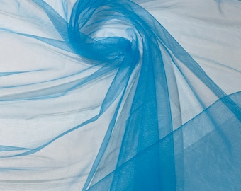illusion Mesh Fabric | Turquoise | 60" Wide, Sold By The Yard