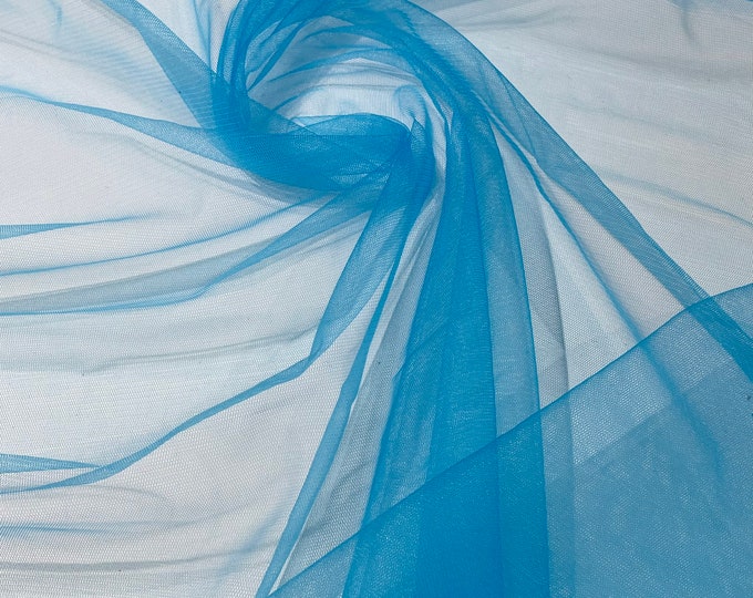 illusion Mesh Fabric | Turquoise | 60" Wide, Sold By The Yard