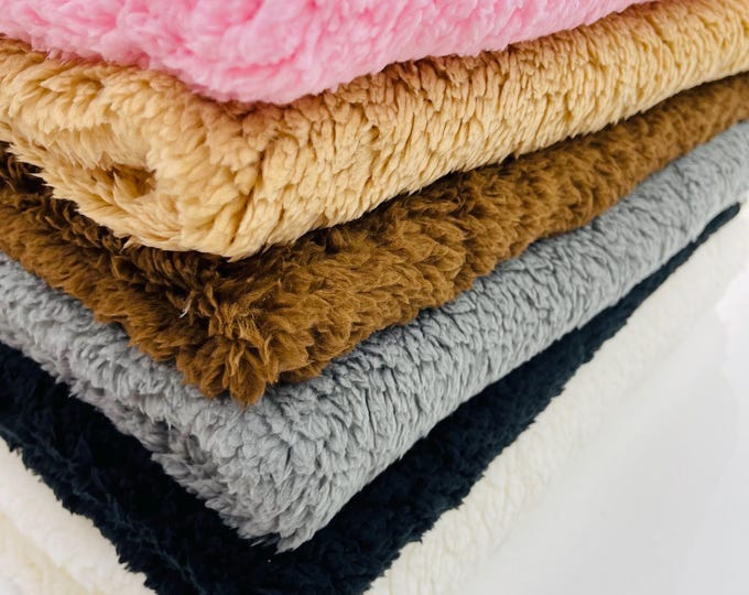 Minky Sherpa Fleece Fabric - Lamb Wool Design (By The Yard)
