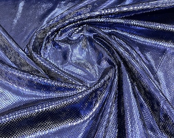 Navy Blue Snake Skin Stretch Velvet Spandex Fabric - 58/60" Sold By The Yard