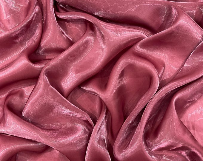 Wine Ultra Glossy Shimmer Chiffon Fabric, Bridal Liquid Crystal, 100% Polyester By The Yard