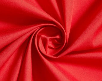 RED 60" Poly Cotton Broadcloth, Fabric by the Yard