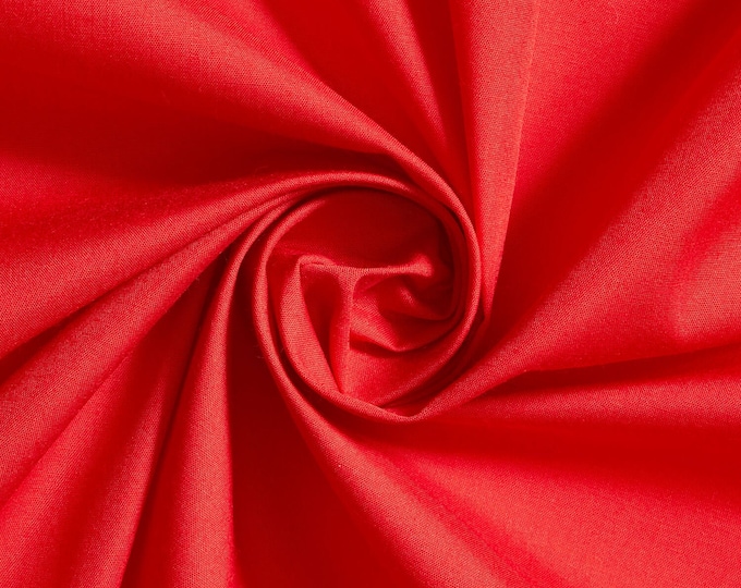 RED 60" Poly Cotton Broadcloth, Fabric by the Yard