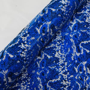 Royal Silver Glitter Snake Design Shattered Glass Nylon Spandex Fabric By Yard, Snake Flocking Hologram, Glitter Snake Nylon Spandex Fabric