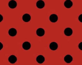 Red and Black Polka Dot Fabric: Poly Cotton Blend, 58/60" Wide
