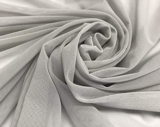 Silver Power Mesh Fabric 60" Wide, Sold By The Yard ( Many Colors ) Free Shipping