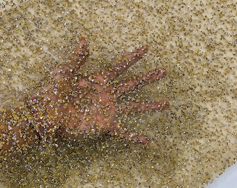 Champagne Rhinestones Glitter Fabric on a Mesh By The Yard, Ombre Effect Rhinestones Mesh Glitter Fabric, Glitter Fabric | Sparkle Fabric