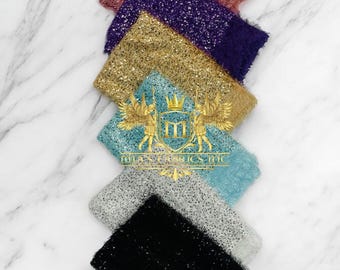 Sequin Eyelash Fringe Fabric: 2-Way Stretch Polyester, Sold By The Yard