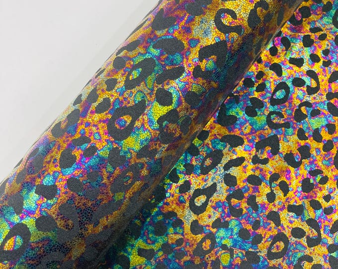 Black Metallic Leopard Print Nylon Spandex Fabric, 4 Way Stretch 60” Wide