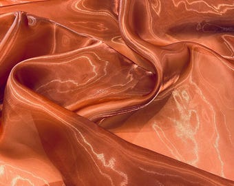 Rust Orange Liquid Organza Fabric: Glossy Sheer Organza Apparel Decor, 60" Wide By The Yard