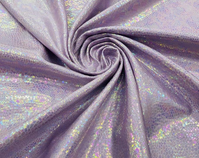 Lilac Snake Skin Hologram 4 Way Stretch Nylon-Spandex Foil Fabric 58/60" Wide | Snake Print - by the yard