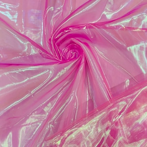 Hot Pink Iridescent Sheer Organza Fabric - 58&quot; Wide - By The Yard
