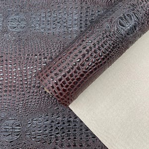 Tela de vinilo con relieve 3D de cocodrilo marrón, tela de vinilo de imitación de cuero, tela de cocodrilo en relieve cortada a medida para tapicería, bolsos, zapatos y carteras.