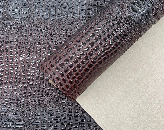 Brown Gator 3D Embossed Vinyl Fabric Faux Fake Leather Vinyl Fabric, Embossed Crocodile Fabric By The Yard Upholstery Purses Shoes Wallets