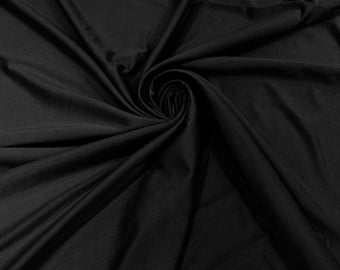 Black Shiny Nylon Spandex Fabric: 4-Way Stretch Milliskin, 58" Wide