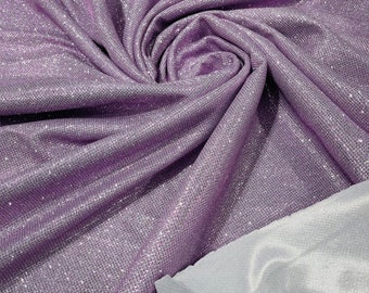 Lilac Shimmer Fabric: Stretch Glitter Spandex, Prom Gown Material