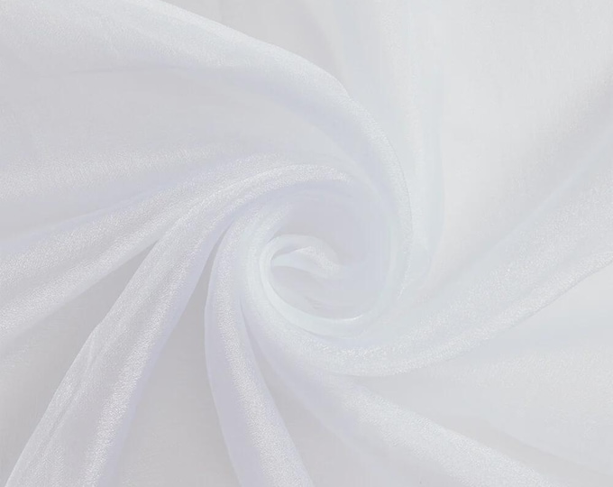 White Sparkle Crystal Organza Fabric: Sheer Shiny Material, 60" Wide