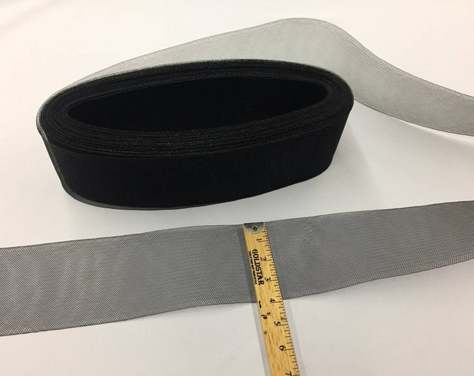 4 Inch Black Crinoline Horsehair Braid Trim-Wedding-Bridal-Decorations-Crafts-Sold By The Yard (Choose The Quantity)
