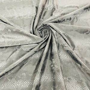 Black Matte Snake Skin Print on stretch Fabric By The Yard, Snake Design Spandex Apparel Legging Costume 60" Snake Print Fabric