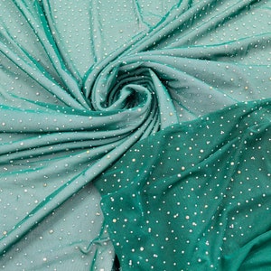 Kelly Green | AB Rhinestones Fabric On Green Power Mesh Polyester Spandex Fabric With Crystal Stones | AB Rhinestones Fabric sold by yard