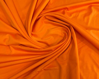 Orange Shiny Milliskin Nylon Spandex Fabric 4 Way Stretch Prom-Gown-Dress, 58" Wide Sold by The Yard (Pick a Size)