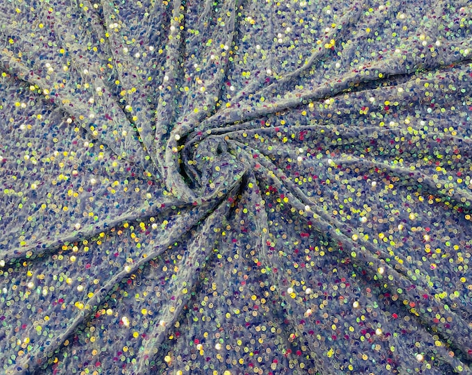 Lavender Sequin on Stretch Velvet With Partial Luxury Sequins  5mm Shining Sequins 2-way Stretch 58/60” (Choose The Quantity)