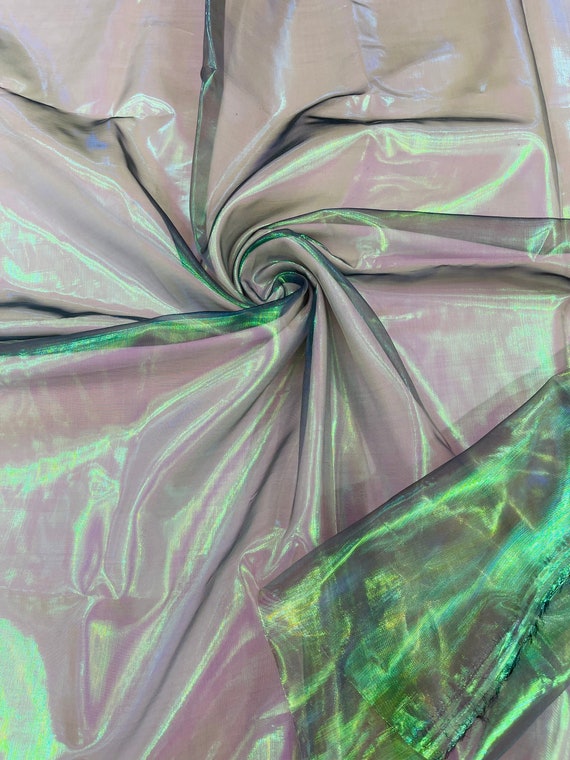 Green Iridescent Pearl Sheer Organza Fabric - 58" Wide