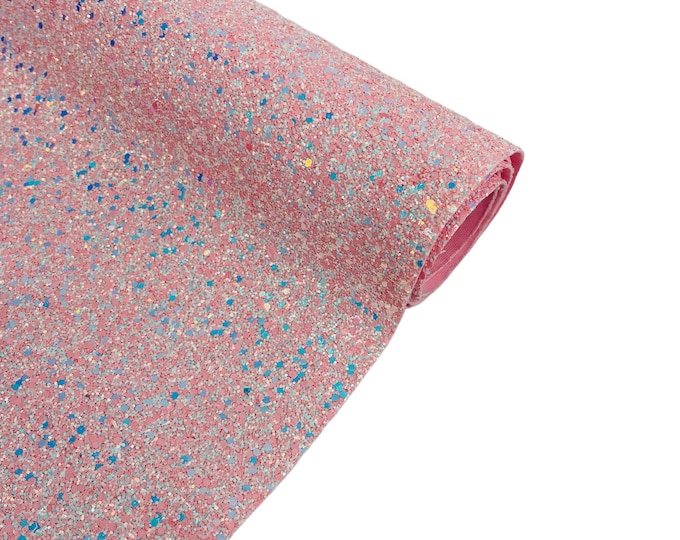 Pink Iridescent Chunky Glitter Vinyl | Crafting Vinyl Fabric | Sold By The Yard - Vinyl Sparkle Glitter Fabric 54” Wide Glitter Vinyl