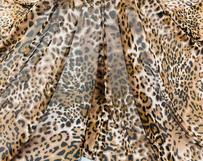 Exotic Cheetah Design Print on Power Mesh Fabric 60" Wide, 4 Way Stretch By The Yard