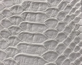 White Faux Viper Snake Skin Vinyl-faux Leather-3D Scales-sold Vinyl For upholstery  By The Yard