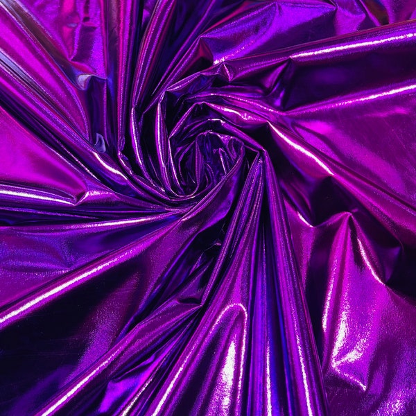 Metallic Foil Spandex Fabric - Purple - Sold By The Yard Spandex Lame Fabric 2 Way Stretch Shiny DIY Apparel Accessories Lining