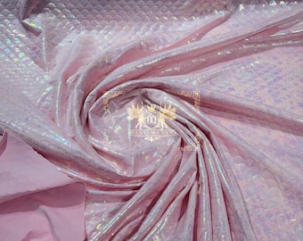 Pink Mermaid Fabric: Iridescent Metallic Nylon Spandex, 4-Way Stretch