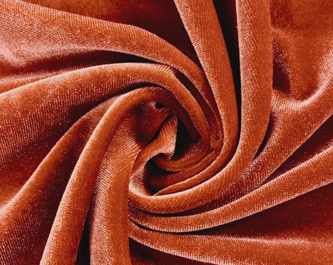 Burnt Orange Stretch Velvet Fabric: 60" Wide, Apparel, Costume Mia Fabrics
