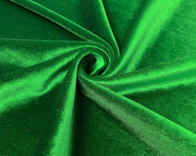 Mia Fabrics Kelly Green Stretch Velvet Fabric 60'' Wide, Sewing, Apparel, Costume, Craft {Choose quantity}