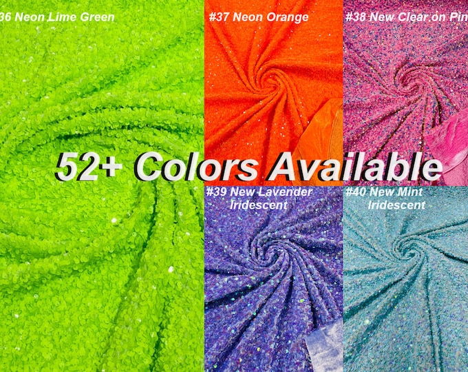 58/60" Velvet Sequins Stretch Fabric - Velvet Sequins 2 Way Stretch Fabric for Fashion, Crafts, Backdrops, Sold By Yard