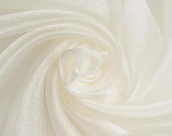 Off White Sparkle Crystal Sheer Organza Fabric - 60" Wide