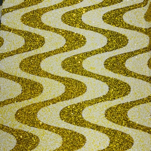Stretch Velvet Sequins - Yellow / White Sequin on Yellow Stretch Velvet Fabric - Wavy Line Design with 5mm Sequins By Yard