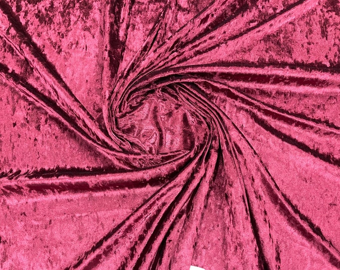 Burgundy Stretch Crushed Velvet Fabric Sold By The Yard - 58”/60'' Wide, Sewing, Apparel, Costume, Craft