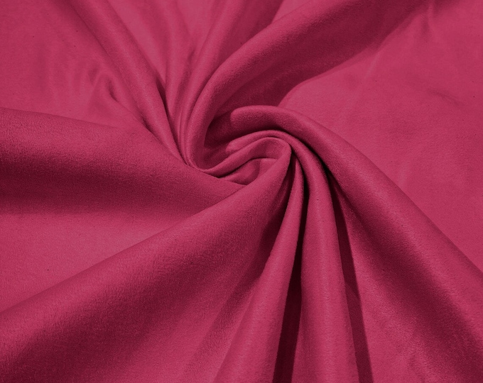 58" Faux Micro Suede Fabric - Fuchsia - Polyester Micro Suede Fabric for Upholstery / Crafts / Costume Sold By The Yard
