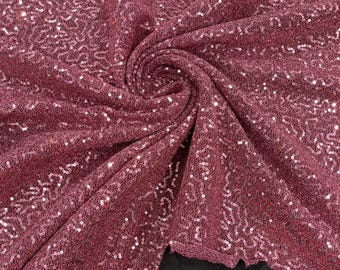 Mauve Sequin Lurex Fabric: 4-Way Stretch Metallic Spandex