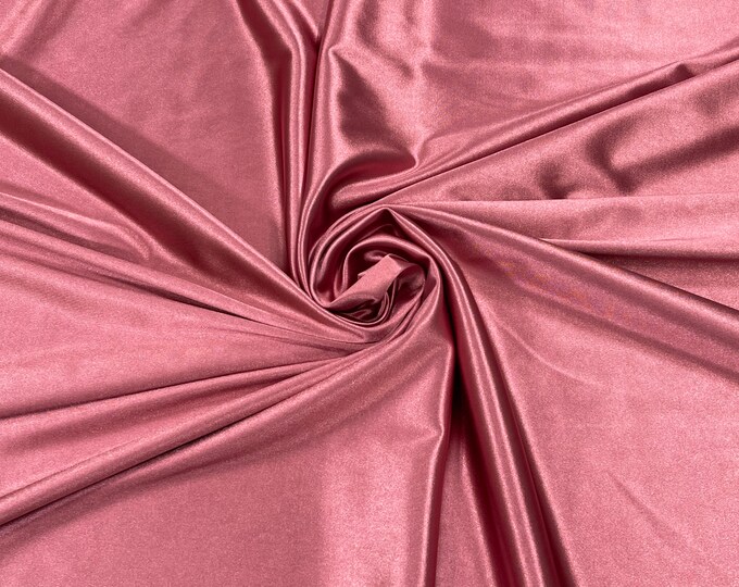 Spandex Luxury Fabric - Mauve - Shiny Polyester Spandex Stretch Fabric Sold By The Yard -  20% Spandex (Pick a Size)