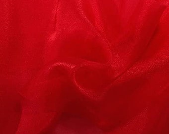 RED Sparkle Crystal Sheer Organza Fabric Shiny for Fashion, Crafts, Decorations 60" by the Yard (Pick a Size)