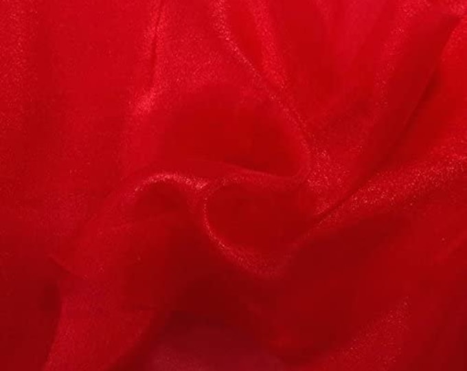 RED Sparkle Crystal Sheer Organza Fabric Shiny for Fashion, Crafts, Decorations 60" by the Yard (Pick a Size)