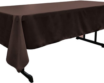 Brown Polyester Tablecloth: 60" Wide Rectangular Table Cover, Made in USA